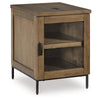 Tory Chair Side End Table | Wireless Charger | Glass Door | Brown 24"