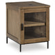 Tory Chair Side End Table | Wireless Charger | Glass Door | Brown 24"