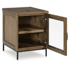 Tory Chair Side End Table | Wireless Charger | Glass Door | Brown 24"