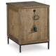 Tory Chair Side End Table | Wireless Charger | Glass Door | Brown 24"