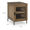 Tory Chair Side End Table | Wireless Charger | Glass Door | Brown 24"
