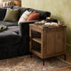 Tory Chair Side End Table | Wireless Charger | Glass Door | Brown 24"
