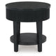 Mero Round Side End Table | Reeded Apron w Drawer | Charcoal Black 24"