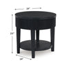 Mero Round Side End Table | Reeded Apron w Drawer | Charcoal Black 24"