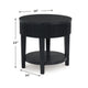Mero Round Side End Table | Reeded Apron w Drawer | Charcoal Black 24"