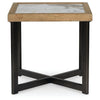 Tey Side End Table | 25" Square | Sintered Stone Inlay | Brown | Black