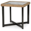 Tey Side End Table | 25" Square | Sintered Stone Inlay | Brown | Black