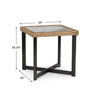 Tey Side End Table | 25" Square | Sintered Stone Inlay | Brown | Black