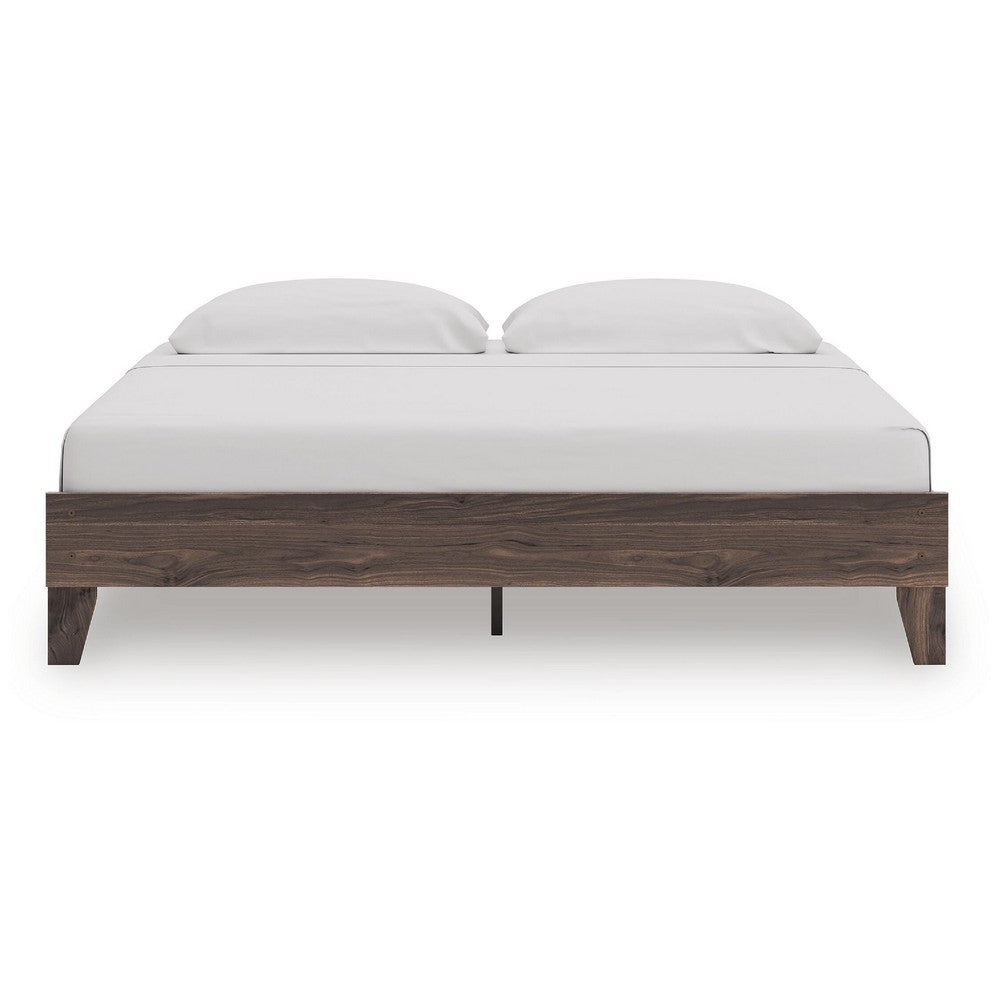 Calso King Platform Bed | No Headboard Transitional Style | Brown Finish