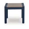 Eina Outdoor Square End Table | Wood-Look Brown HDPE | Blue Aluminum 24"