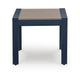 Eina Outdoor Square End Table | Wood-Look Brown HDPE | Blue Aluminum 24"