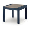 Eina Outdoor Square End Table | Wood-Look Brown HDPE | Blue Aluminum 24"