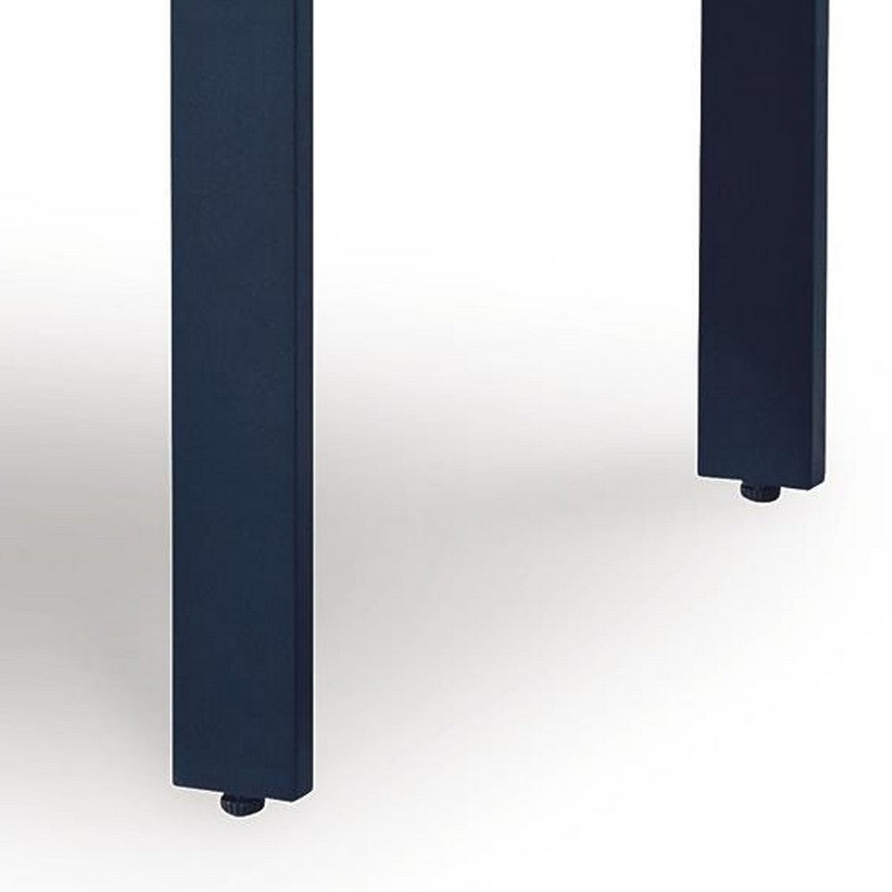 Eina Outdoor Square End Table | Wood-Look Brown HDPE | Blue Aluminum 24"