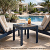 Eina Outdoor Square End Table | Wood-Look Brown HDPE | Blue Aluminum 24"