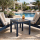 Eina Outdoor Square End Table | Wood-Look Brown HDPE | Blue Aluminum 24"