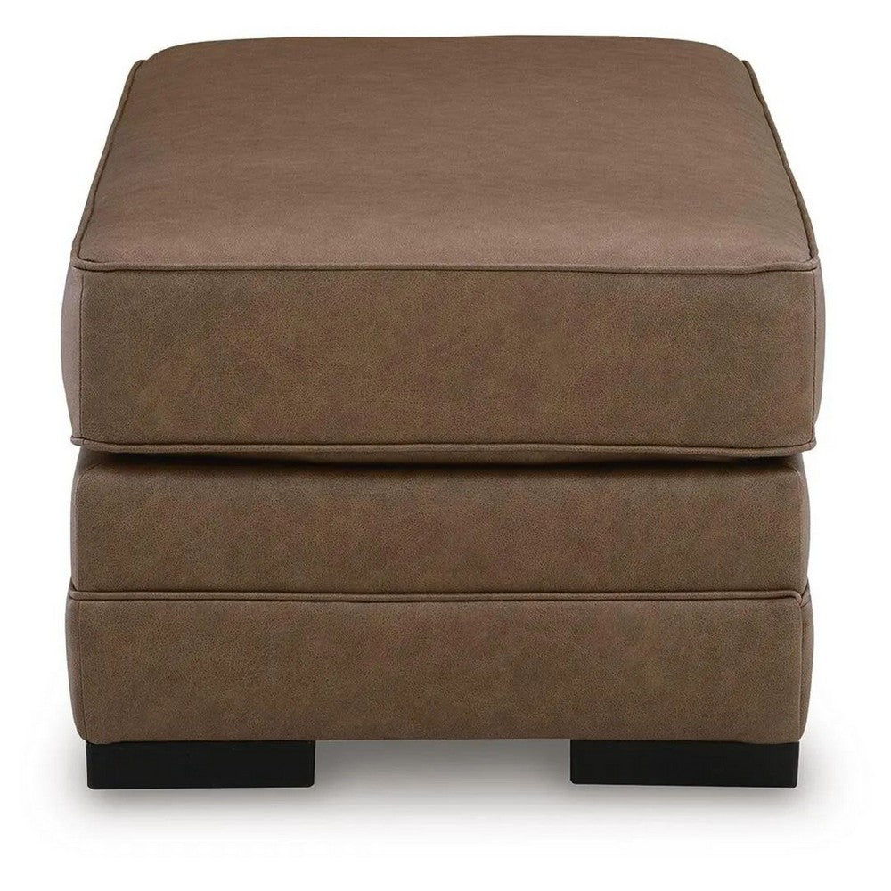 Vile Oversized Ottoman Bench | Caramel Brown Faux Leather | Black 44"