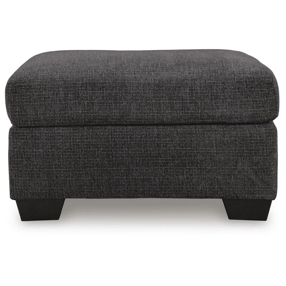 Lorry Accent Ottoman | Foam Seat Cushion | Textured Black Polyester 34"