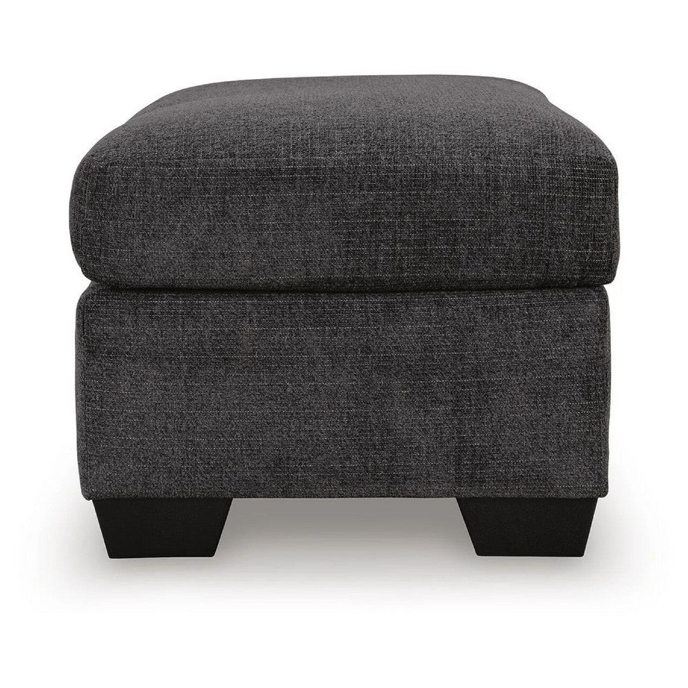 Lorry Accent Ottoman | Foam Seat Cushion | Textured Black Polyester 34"