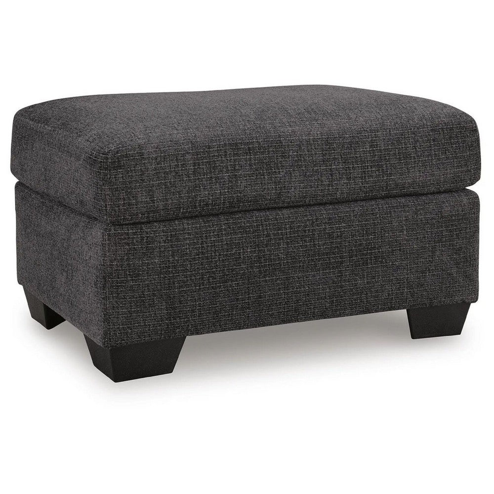 Lorry Accent Ottoman | Foam Seat Cushion | Textured Black Polyester 34"