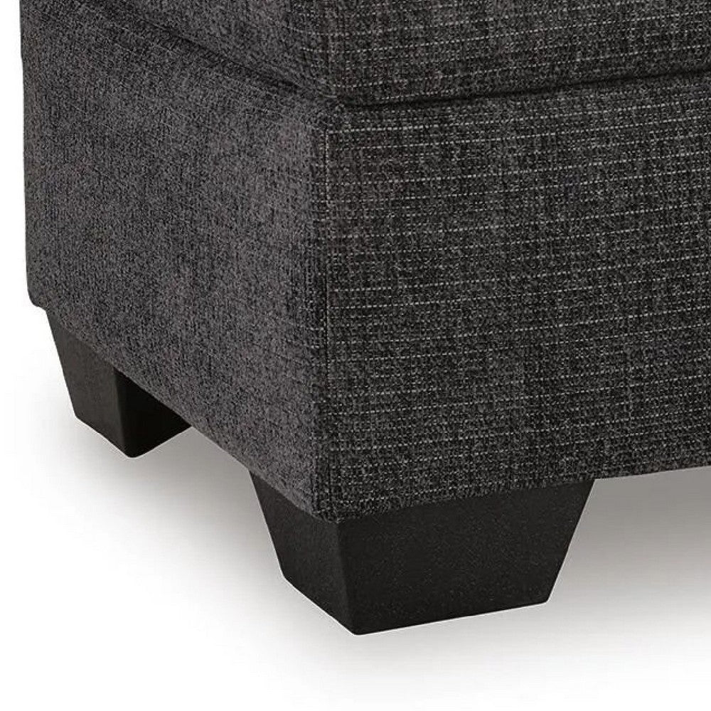 Lorry Accent Ottoman | Foam Seat Cushion | Textured Black Polyester 34"