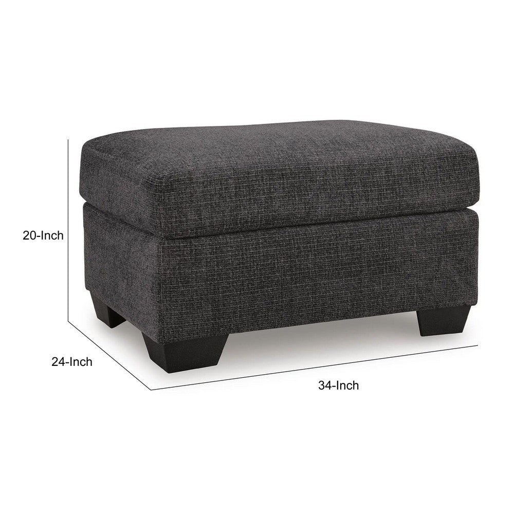 Lorry Accent Ottoman | Foam Seat Cushion | Textured Black Polyester 34"