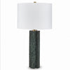 Keya Table Lamp | White Drum Shade | Dark Green Marble Base | 28"