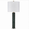 Keya Table Lamp | White Drum Shade | Dark Green Marble Base | 28"