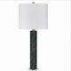 Keya Table Lamp | White Drum Shade | Dark Green Marble Base | 28"