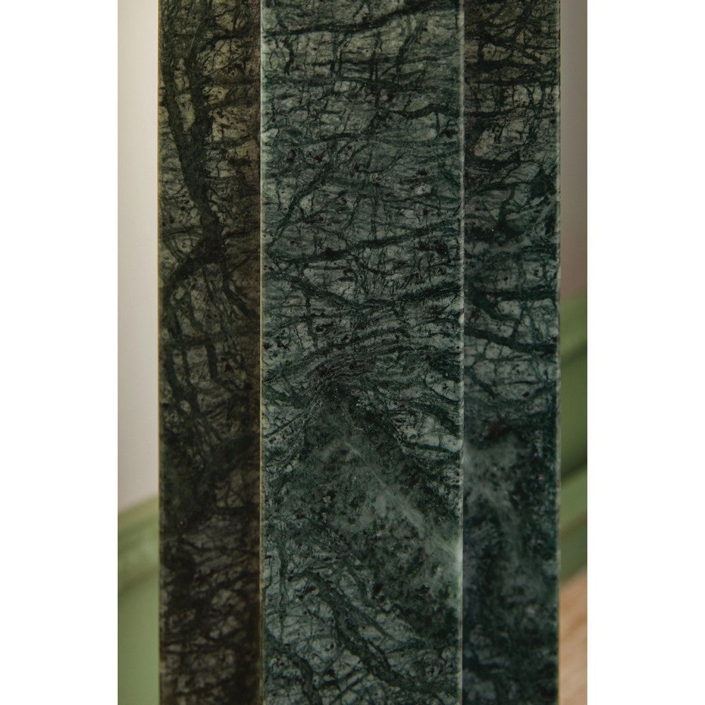 Keya Table Lamp | White Drum Shade | Dark Green Marble Base | 28"
