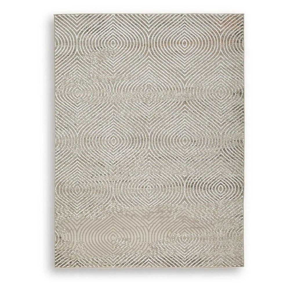Bina 5x7 Medium Area Rug | Trellis Pattern |Beige | Brown Polyester