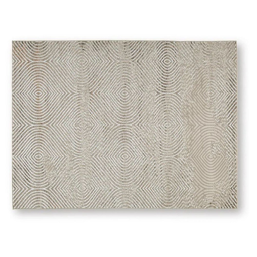 Bina 5x7 Medium Area Rug | Trellis Pattern |Beige | Brown Polyester