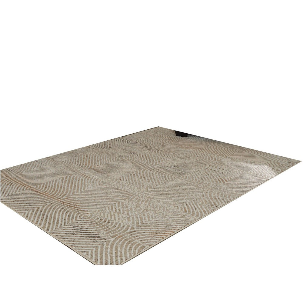 Bina 5x7 Medium Area Rug | Trellis Pattern |Beige | Brown Polyester