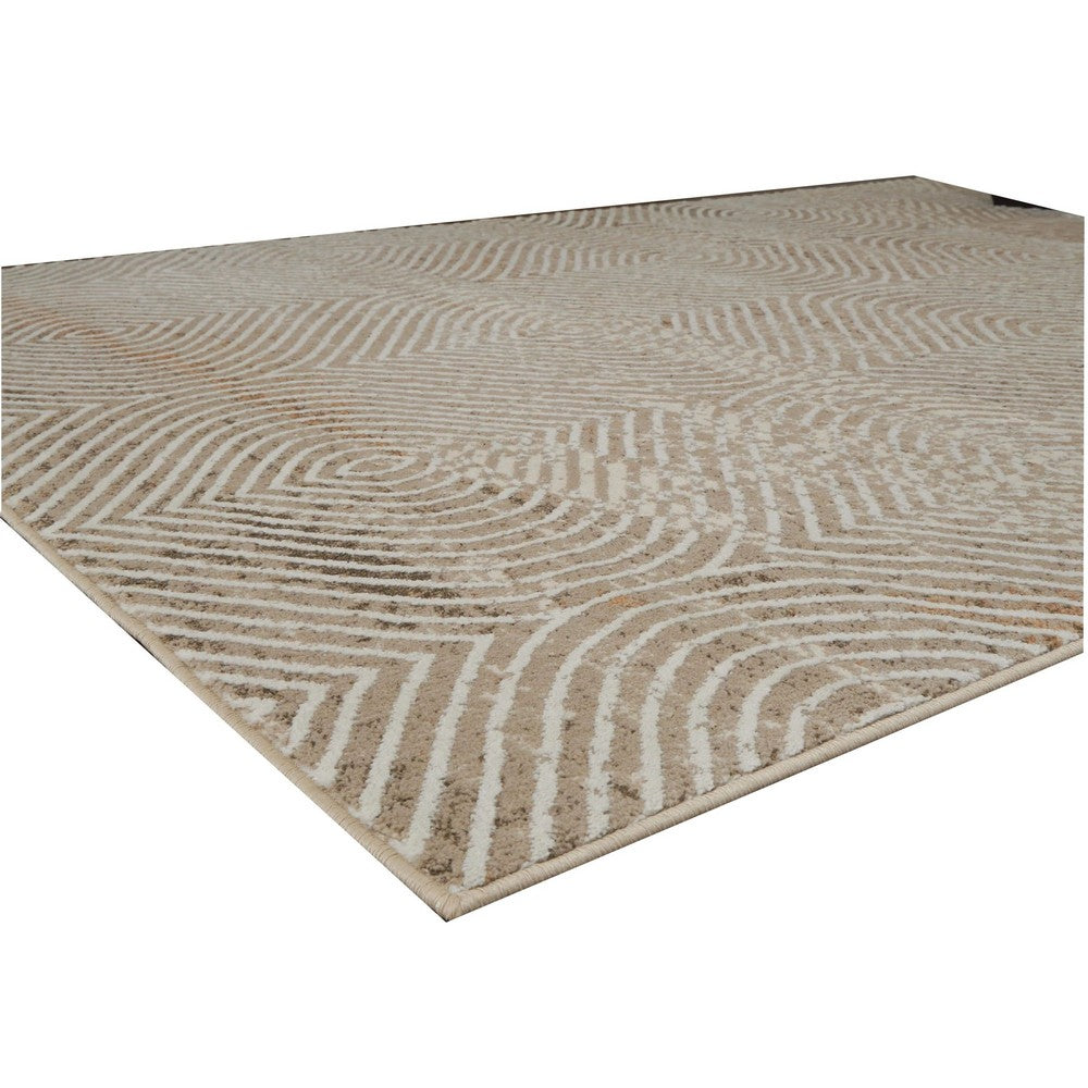 Bina 5x7 Medium Area Rug | Trellis Pattern |Beige | Brown Polyester