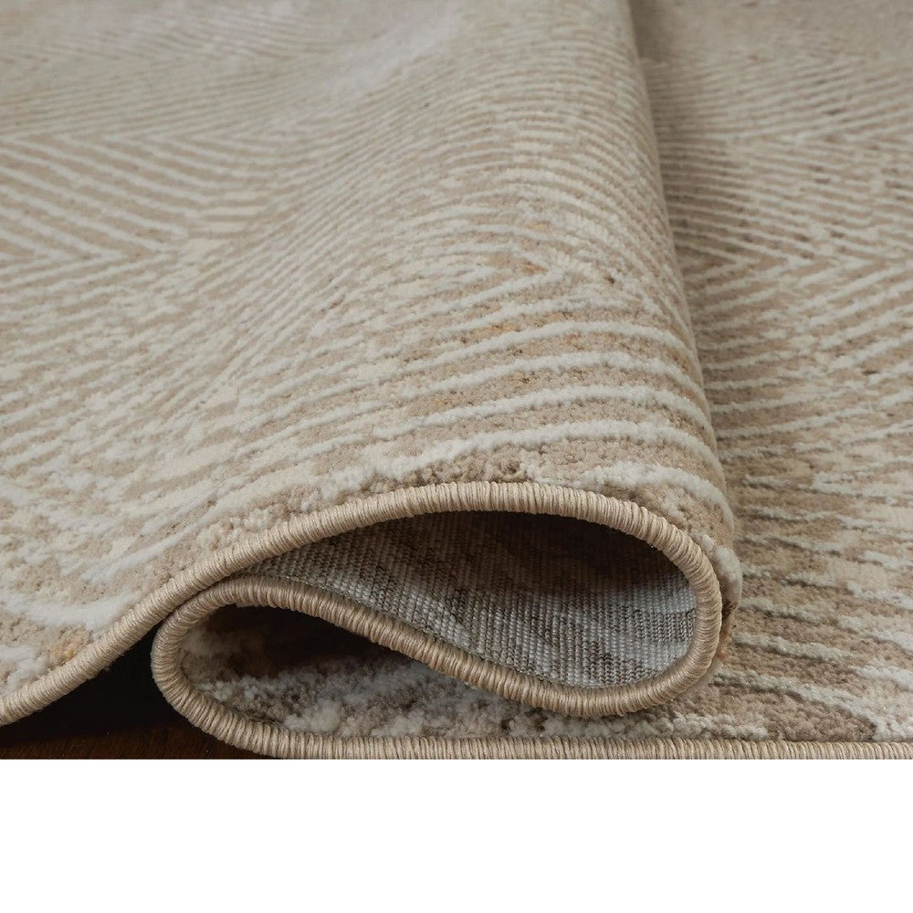 Bina 5x7 Medium Area Rug | Trellis Pattern |Beige | Brown Polyester