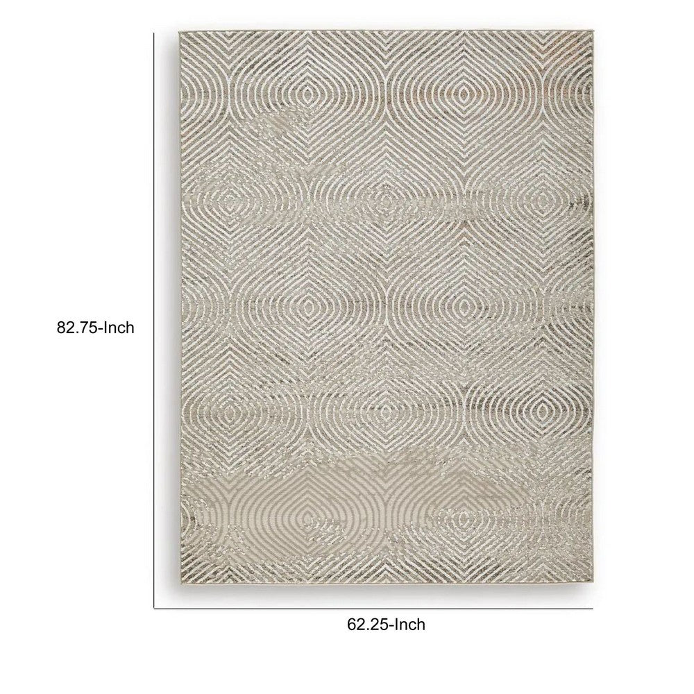 Bina 5x7 Medium Area Rug | Trellis Pattern |Beige | Brown Polyester