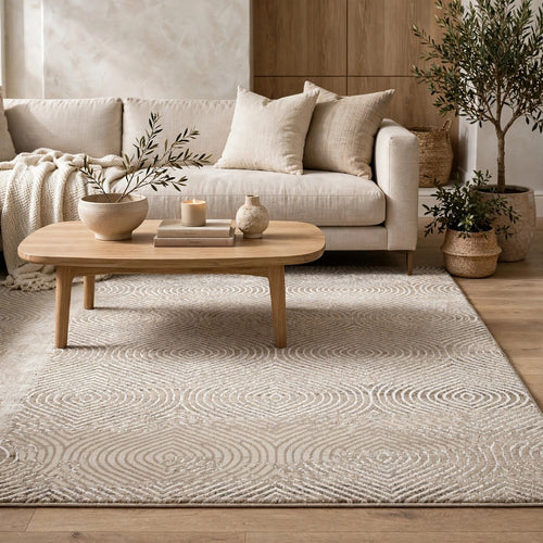Bina 5x7 Medium Area Rug | Trellis Pattern |Beige | Brown Polyester
