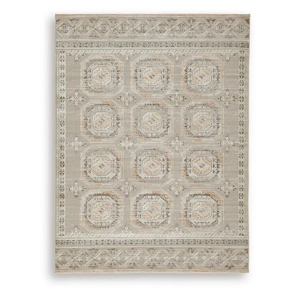 Baku 5x7 Medium Area Rug | Medallion Motif | Ivory Polypropylene Polyester