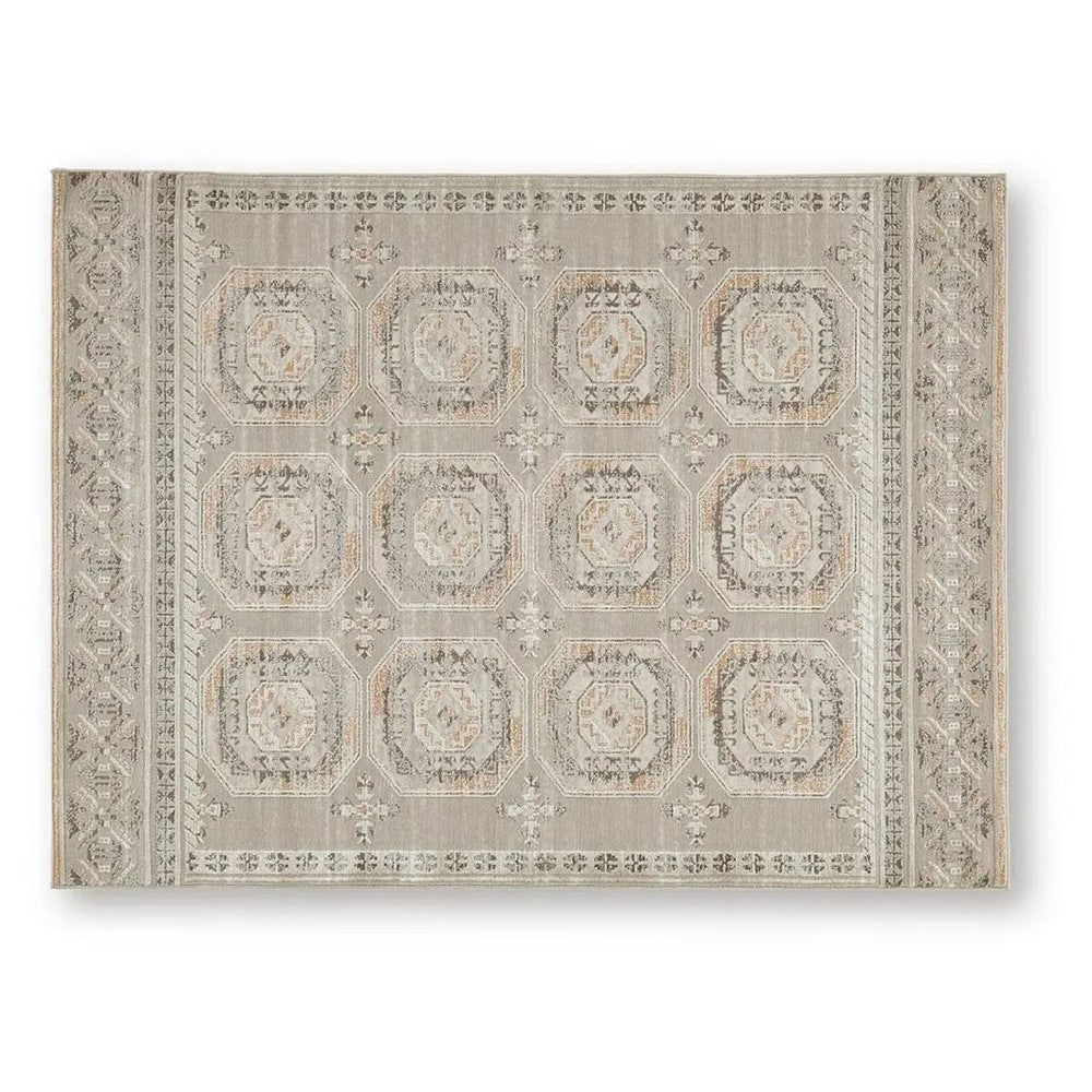 Baku 5x7 Medium Area Rug | Medallion Motif | Ivory Polypropylene Polyester