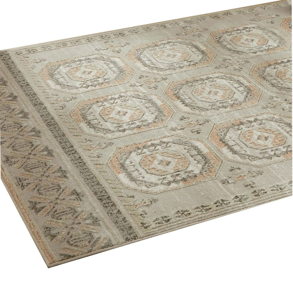 Baku 5x7 Medium Area Rug | Medallion Motif | Ivory Polypropylene Polyester