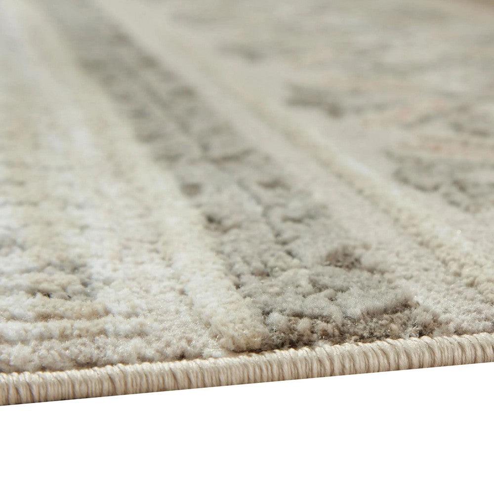 Baku 5x7 Medium Area Rug | Medallion Motif | Ivory Polypropylene Polyester