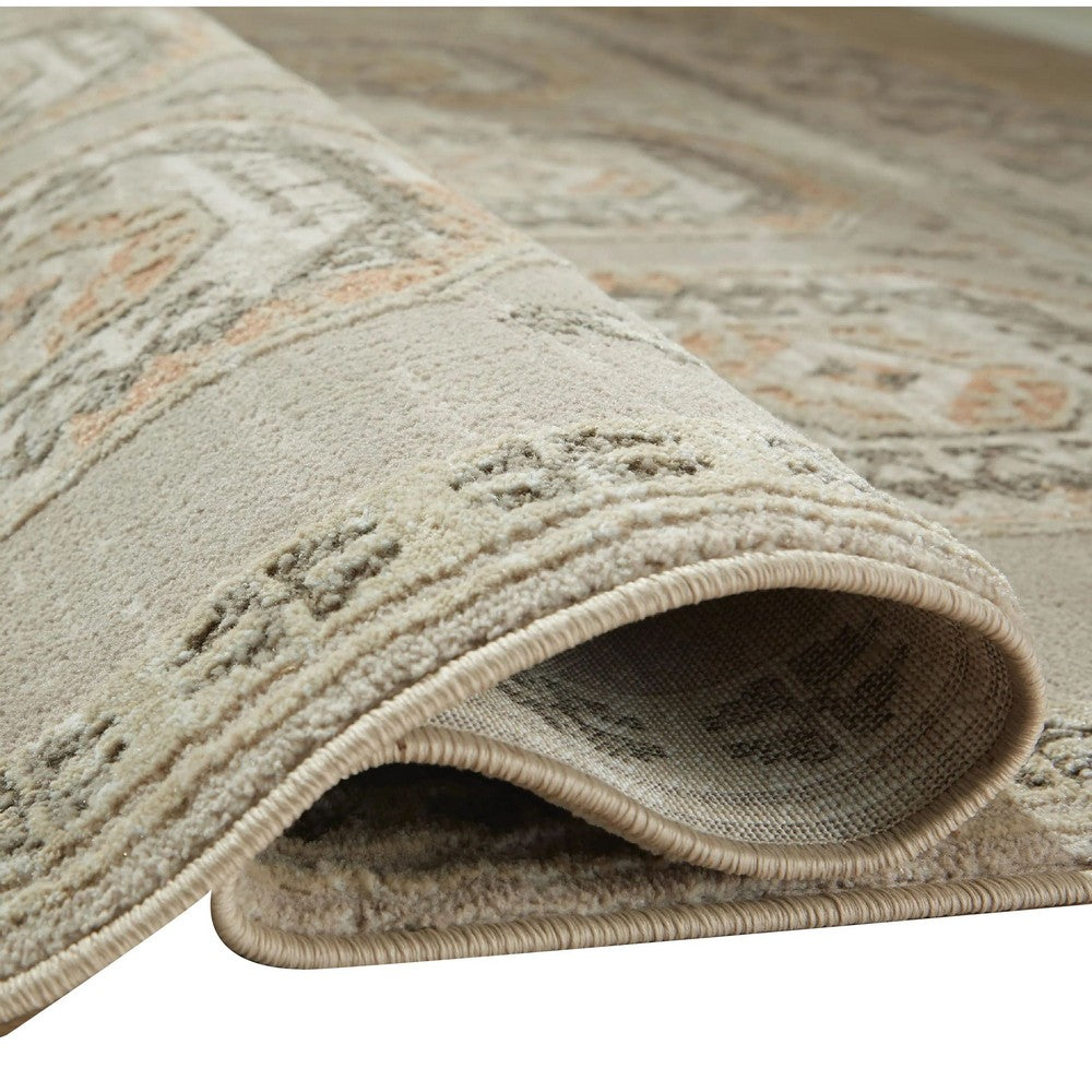 Baku 5x7 Medium Area Rug | Medallion Motif | Ivory Polypropylene Polyester