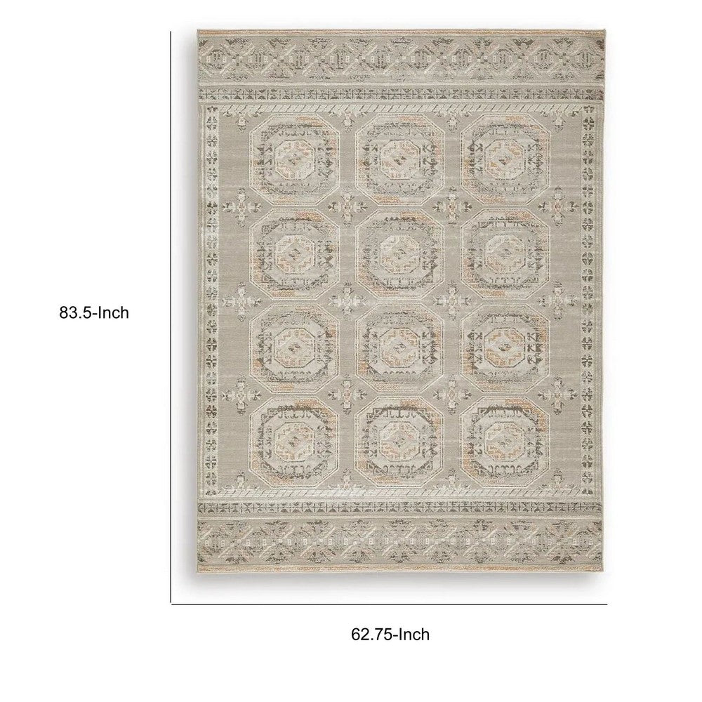 Baku 5x7 Medium Area Rug | Medallion Motif | Ivory Polypropylene Polyester