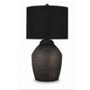 Kaya Table Lamp | Drum Fabric Shade | Metallic Black Terracotta Base | 26"
