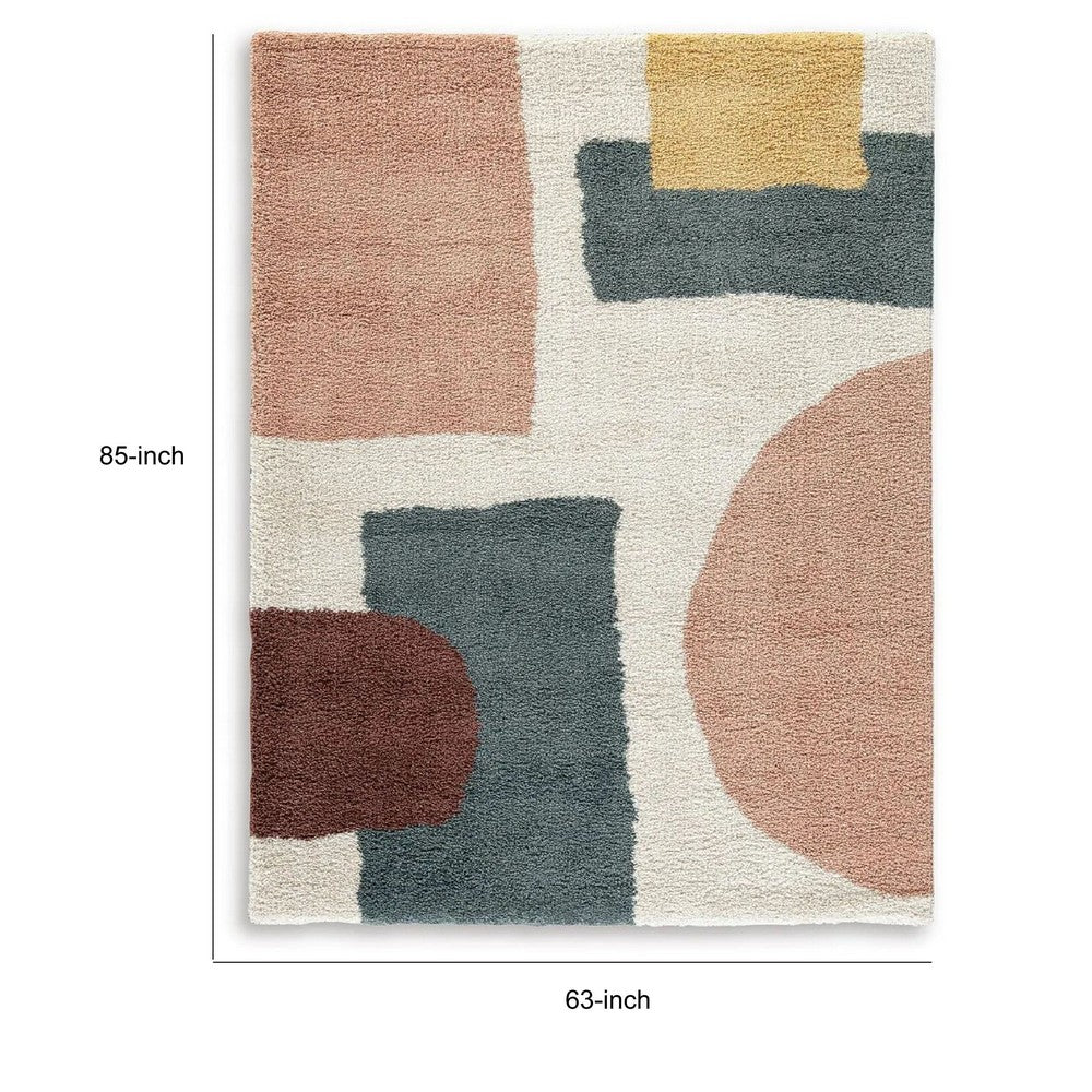 Fyna 5x7 Geometric Medium Area Rug w Shag | 30mm Pile | Gray Brown