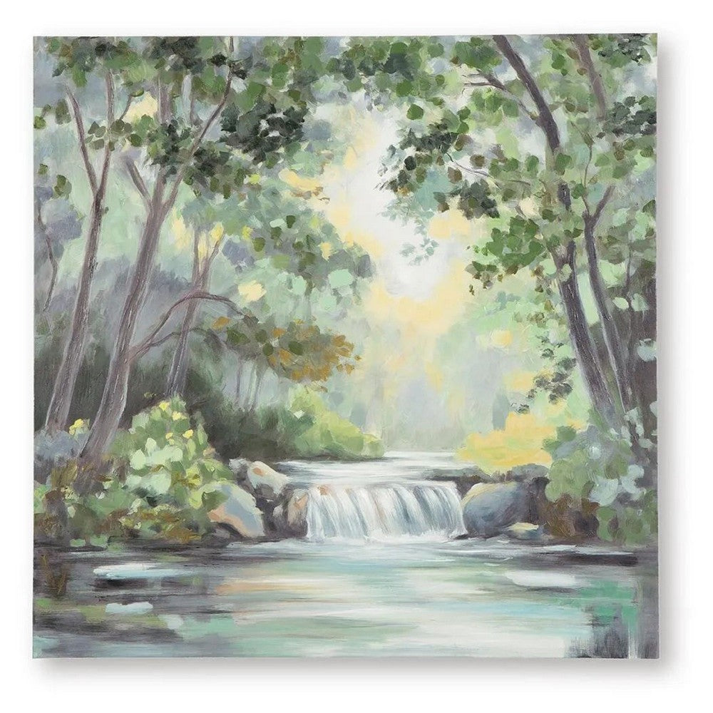 Naya Wall Art Painting | Tranquil Nature L&scape | H&painted Green 36x36
