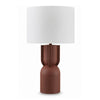 Maya Table Lamp | White Drum Shade | Brick Red Hourglass Base | 28"