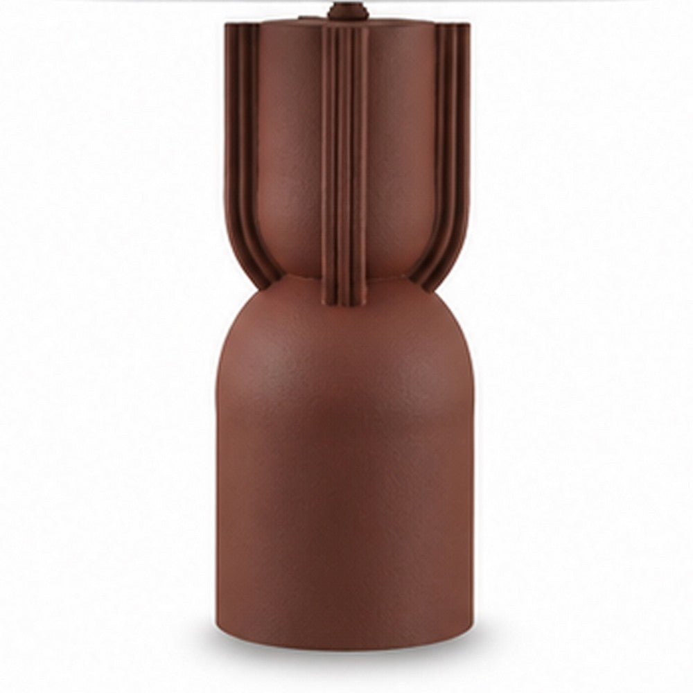Maya Table Lamp | White Drum Shade | Brick Red Hourglass Base | 28"