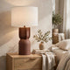 Maya Table Lamp | White Drum Shade | Brick Red Hourglass Base | 28"