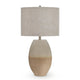 Jaya Table Lamp | Drum Hardback Shade | Cream & Beige Base | 28"