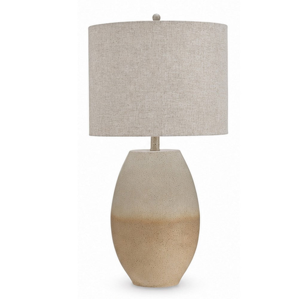 Jaya Table Lamp | Drum Hardback Shade | Cream & Beige Base | 28"